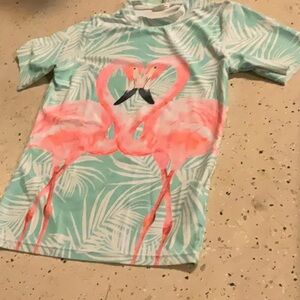 Shade & Shore Kids Swim Rashguard - Mint and Pink Flamingo